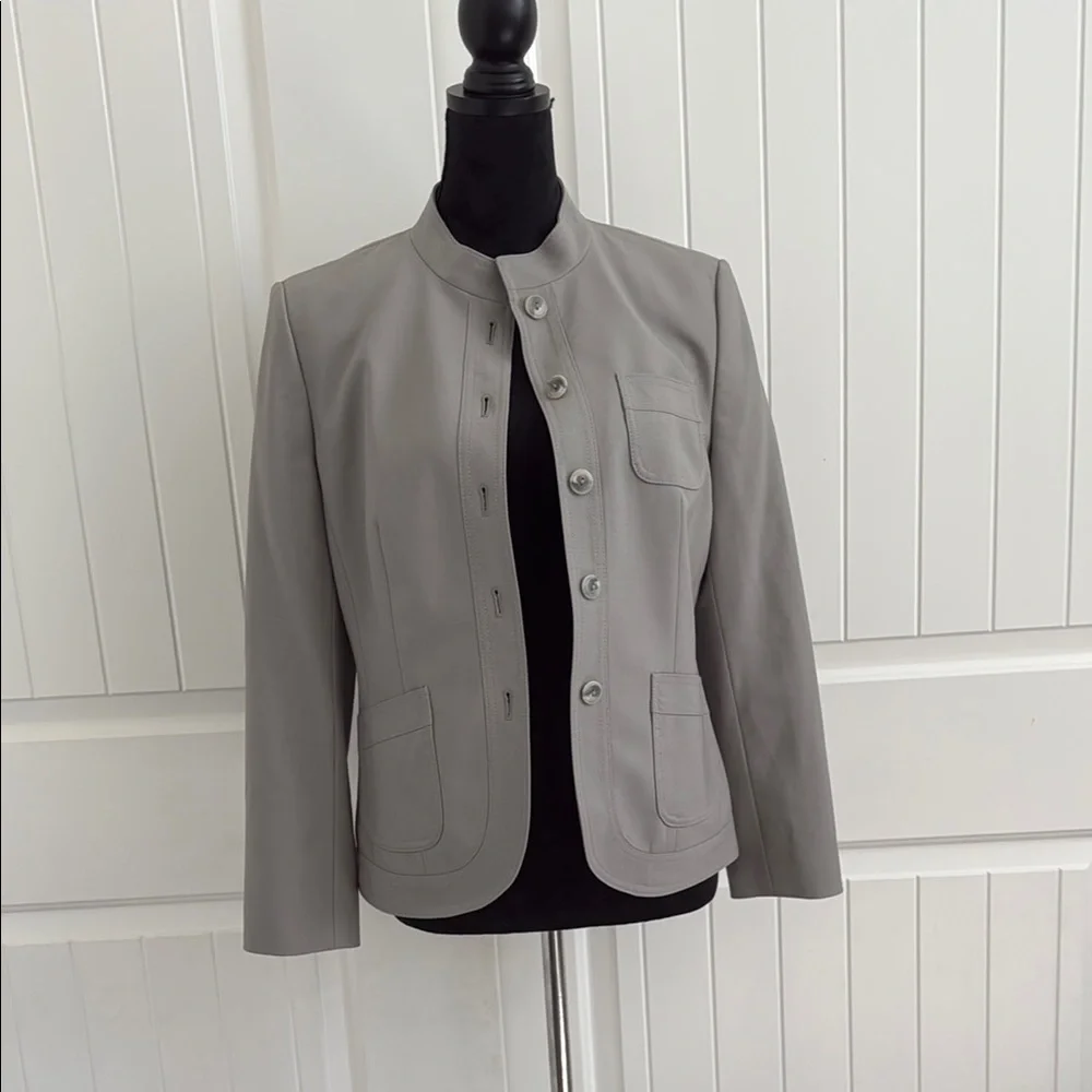 Talbots Women's Gray Stand Collar Blazer